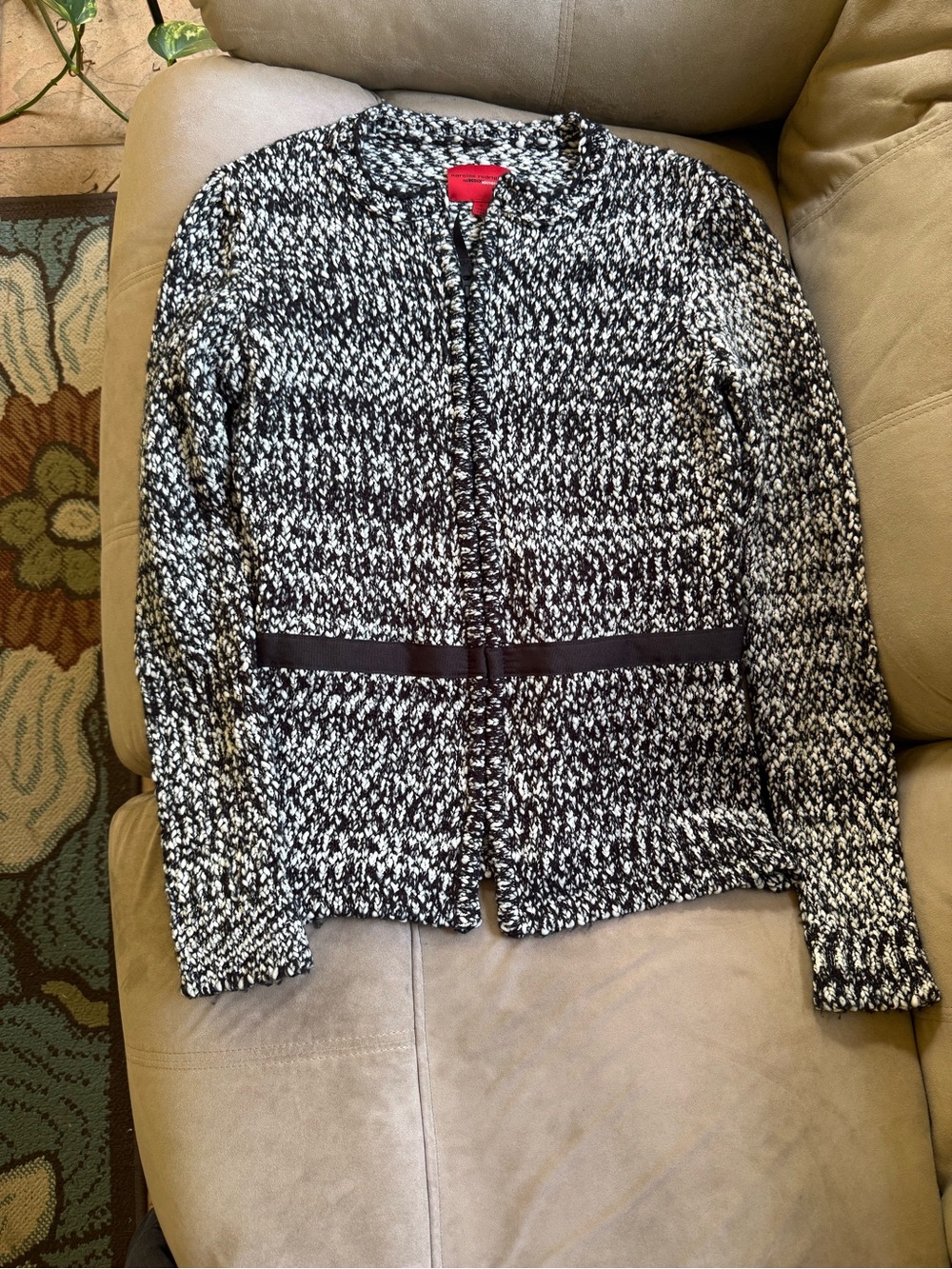 Narciso Rodriguez Black and White Knit Tweed Jacket